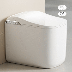 Vaso sanitário inteligente americano BIKI E90 - com assento aquecido e bidê, descarga automática e bocal antibacteriano (vaso sanitário inteligente em formato de ovo falso)