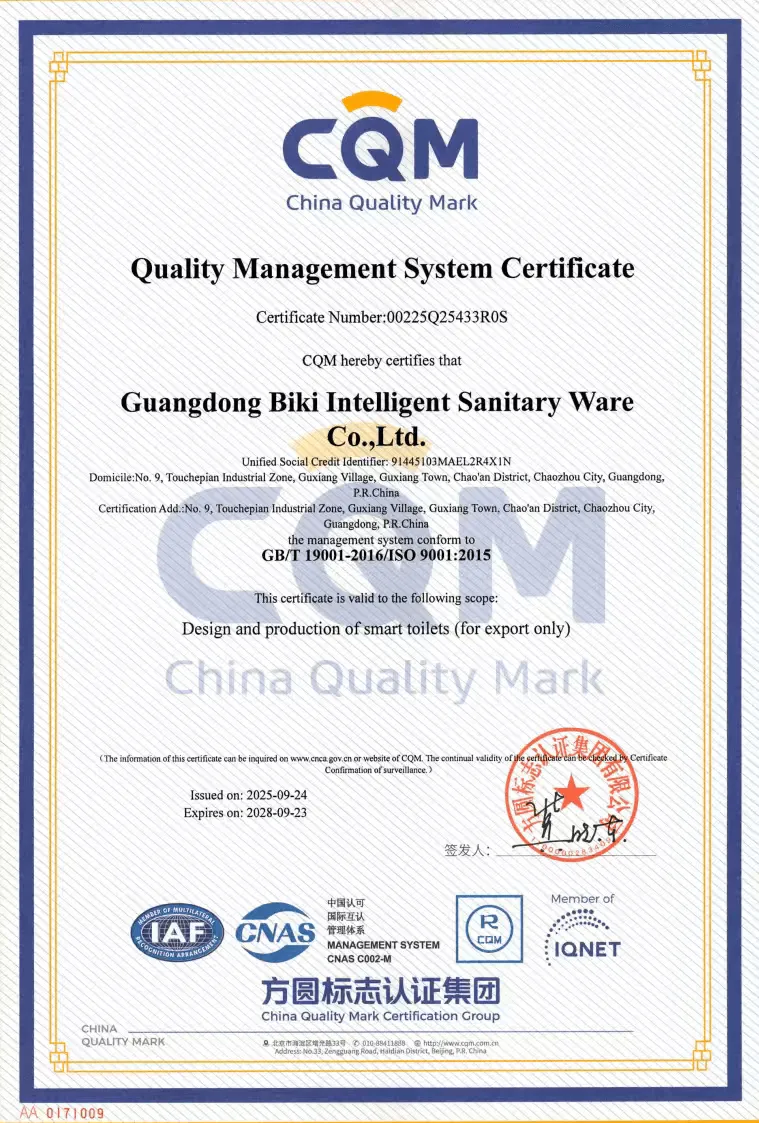 Certificado de Certificação BIKI CQM