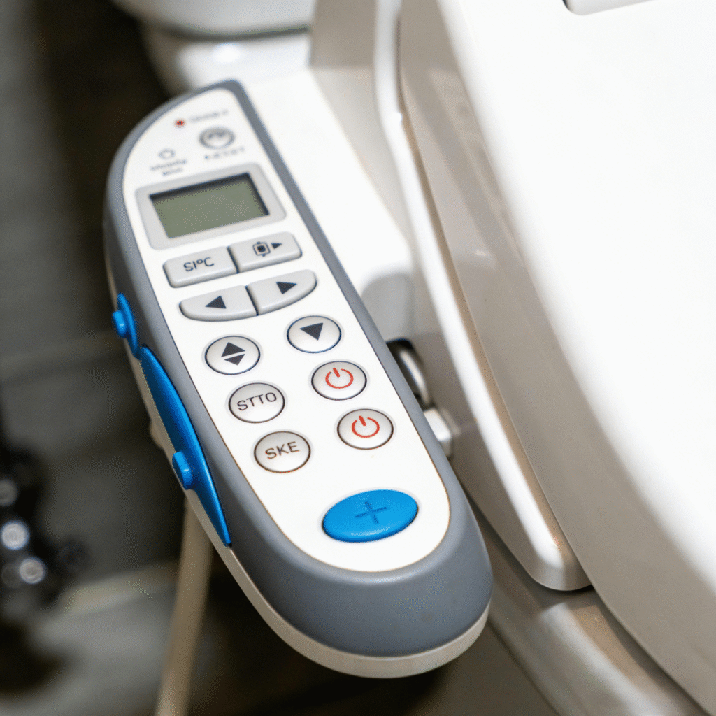 Close Up do controle remoto de um bidê