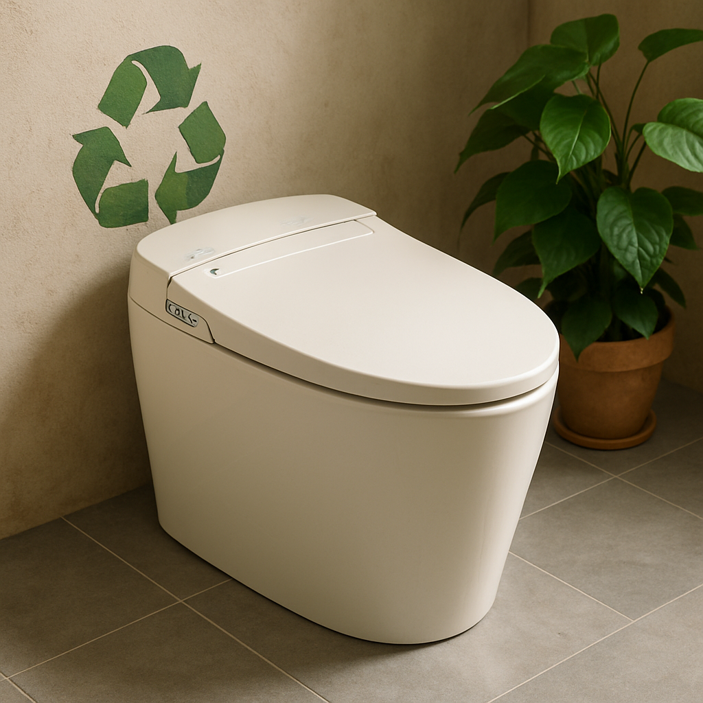 Banheiro inteligente com eficiência energética e ecologicamente correto Imagem realista