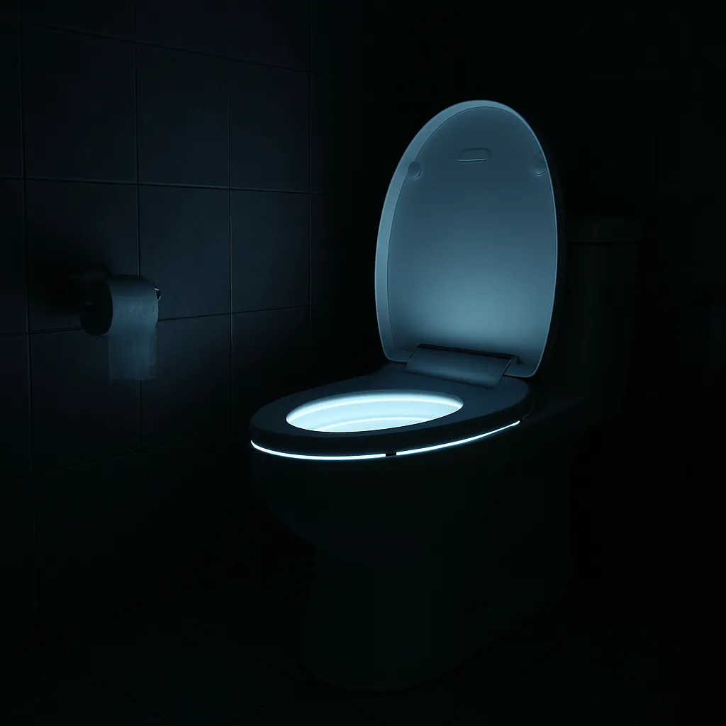 Illuminated Smart Toilet Bowl Acting As A Night Light In A Dark Bathroompng