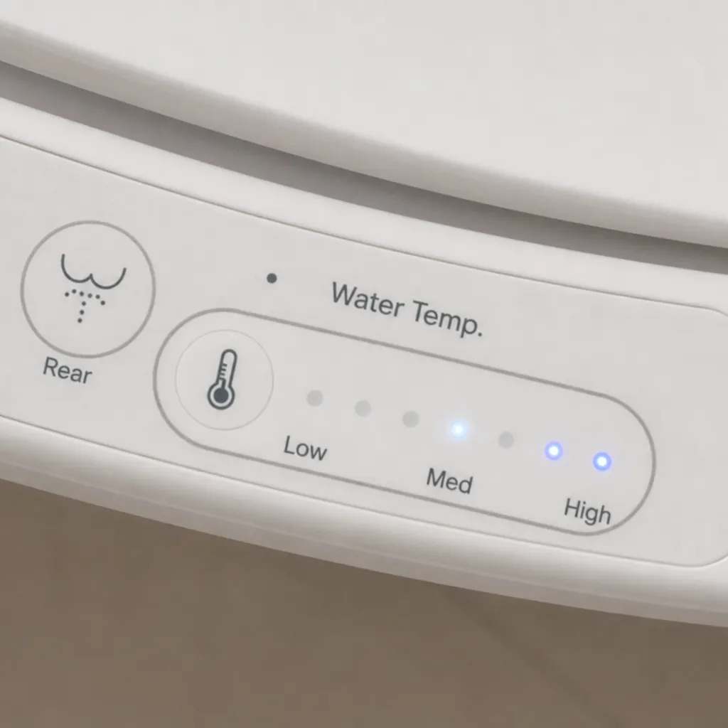 Close Up Of Adjustable Temperature Settings On A Smart Bidet Seat